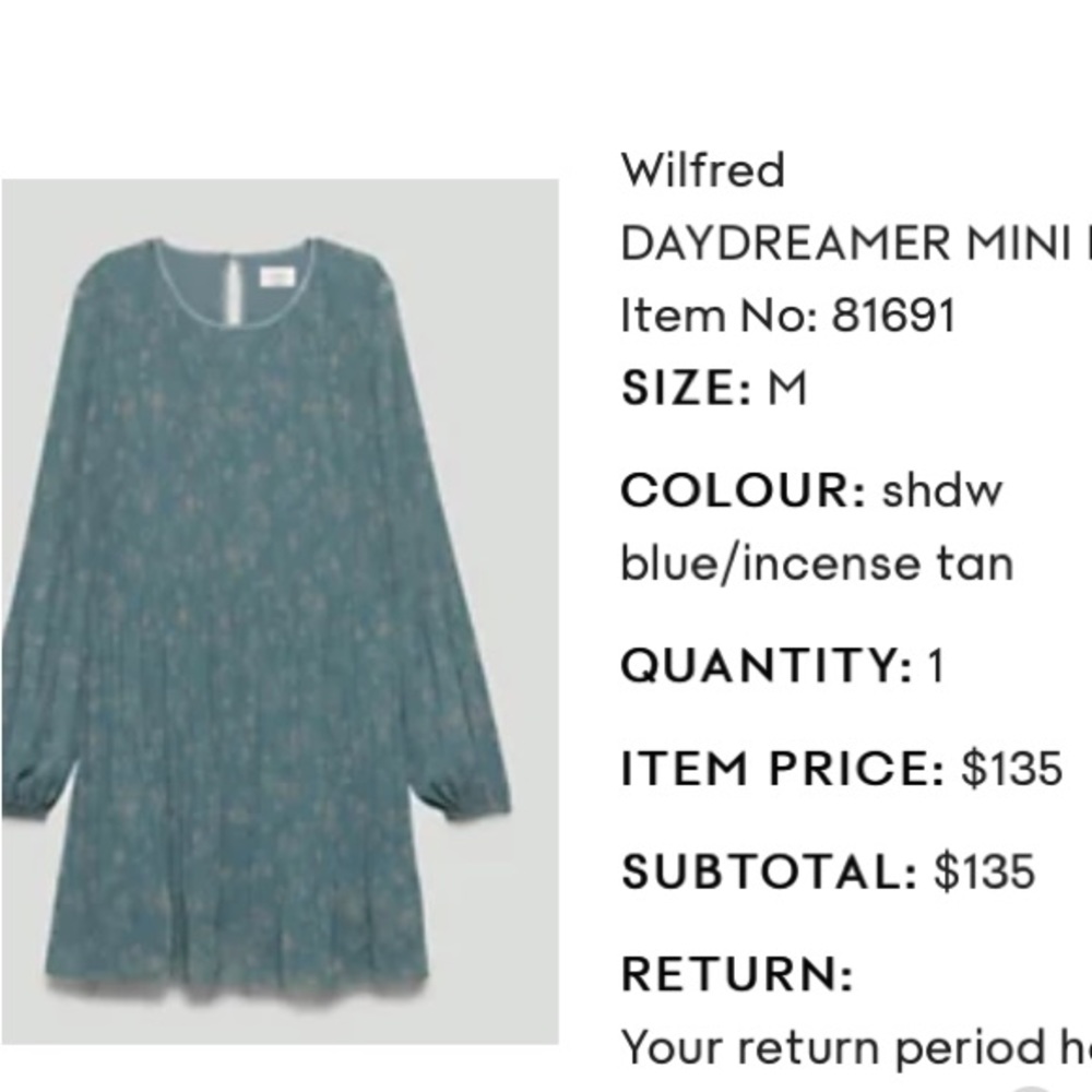 Aritzia Wilfred daydreamer mini green floral (shadow blue/incense tan) s…